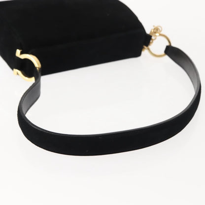 Salvatore Ferragamo Gancini Shoulder Bag Suede, BLACK, SUEDE, Shoulder bag