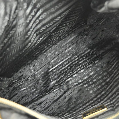 Prada Zip Convertible Shopping Tote Tessuto with Saffiano Leather, BLACK, NYLON, Tote bag