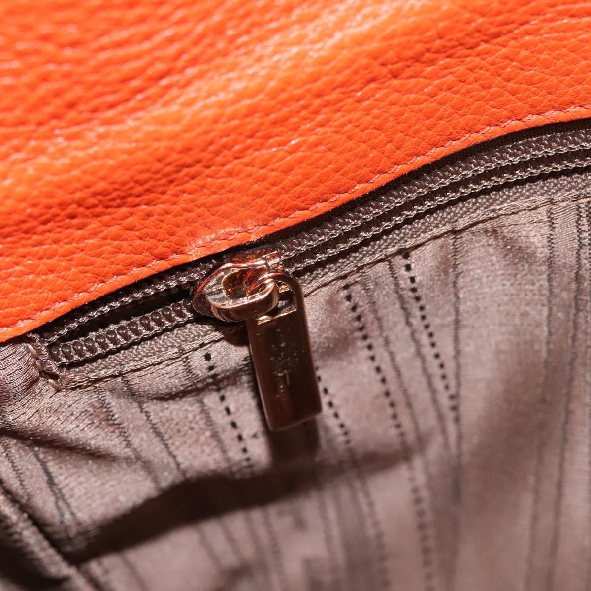 Salvatore Ferragamo Gancini Shoulder Bag Leather, ORANGE, LEATHER, Shoulder bag