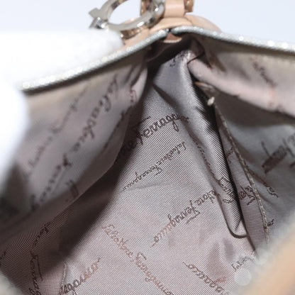 Salvatore Ferragamo Vintage Gancini Pochette Leather, BEIGE, LEATHER, Clutche & pouche