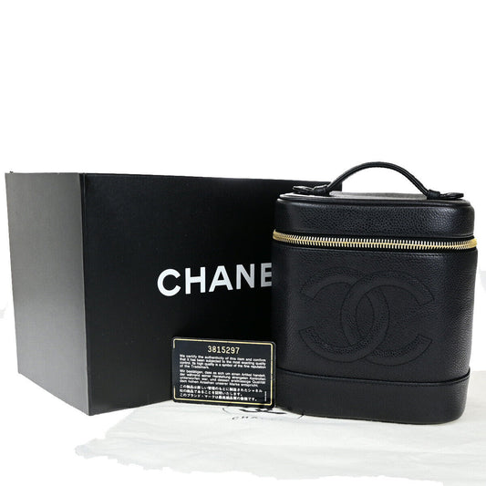 Chanel Vintage Timeless Vanity Case Caviar, BLACK, CALFSKIN, Handbag