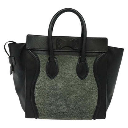 Celine Bicolor Luggage Bag Nubuck, GREEN, LEATHER, Handbag