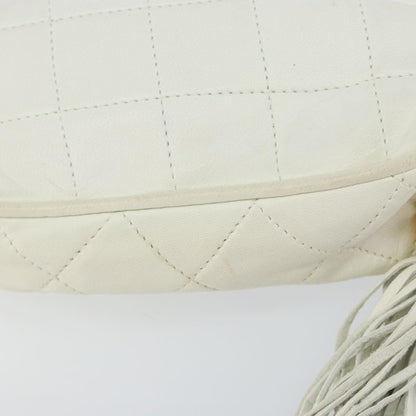 Chanel Vintage Diamond Tassel Crossbody Quilted Lambskin, WHITE, LEATHER, Clutche & pouche