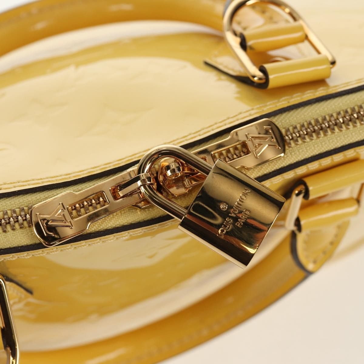 Louis Vuitton Alma Handbag Monogram Vernis, YELLOW, PATENT_LEATHER, Handbag