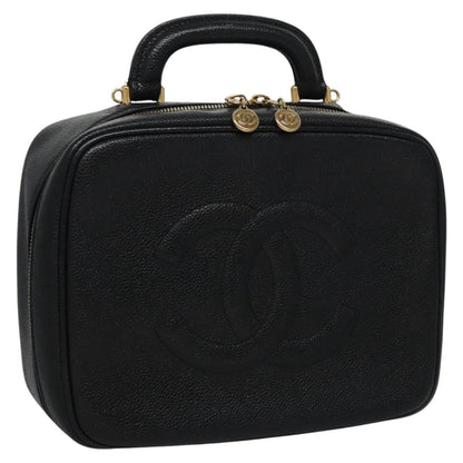 Chanel Vintage Timeless Zip Around Vanity Case Caviar, BLACK, LEATHER, Toiletry Case
