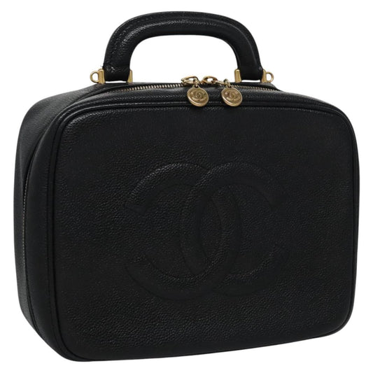 Chanel Vintage Timeless Zip Around Vanity Case Caviar, BLACK, LEATHER, Toiletry Case