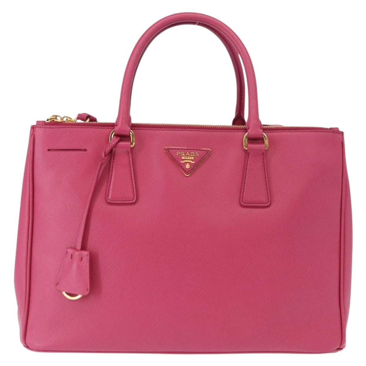Prada Double Zip Lux Tote Saffiano Leather, PINK, LEATHER, Handbag