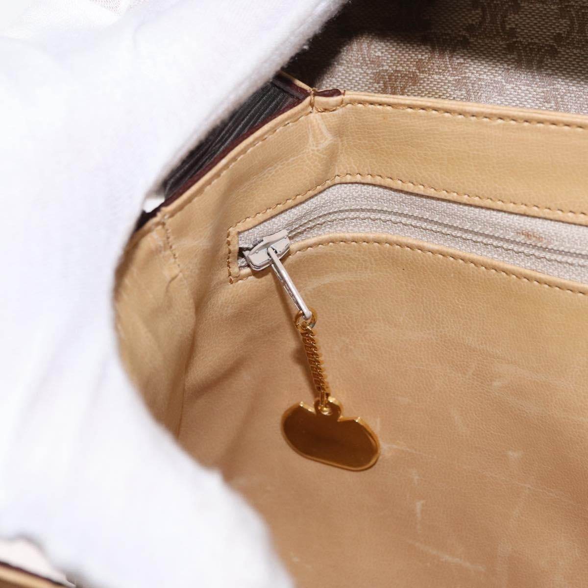 Celine Vintage Macadam Shoulder Bag Canvas and Leather, BEIGE, CANVAS, Shoulder bag