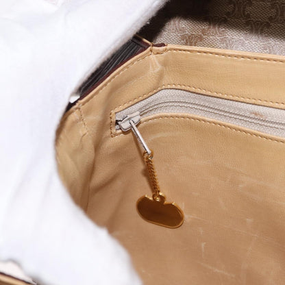 Celine Vintage Macadam Shoulder Bag Canvas and Leather, BEIGE, CANVAS, Shoulder bag