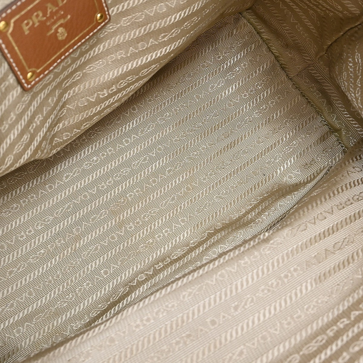 Prada Logo Convertible Tote Canvas with Leather, BEIGE, CANVAS, Tote bag