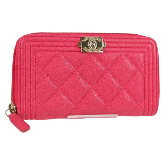 Chanel Compact Boy Wallet Caviar, PINK, LEATHER, Wallets