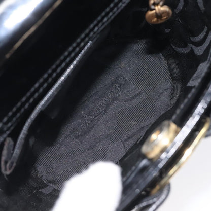 Salvatore Ferragamo Vara Bow Top Handle Bucket Bag Patent Leather, BLACK, PATENT_LEATHER, Handbag