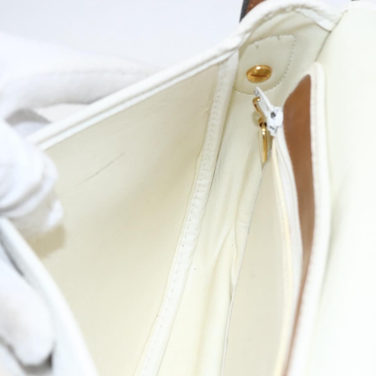 Christian Dior Vintage Shoulder Bag Leather, WHITE, LEATHER, Shoulder bag