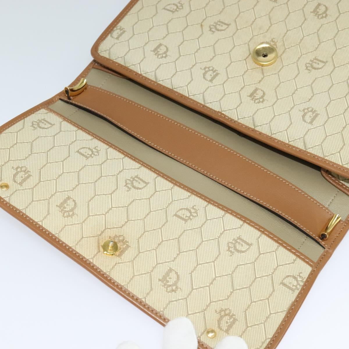 Christian Dior Vintage Honeycomb Shoulder Bag Canvas and Leather, BEIGE, CANVAS, Shoulder bag