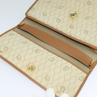 Christian Dior Vintage Honeycomb Shoulder Bag Canvas and Leather, BEIGE, CANVAS, Shoulder bag