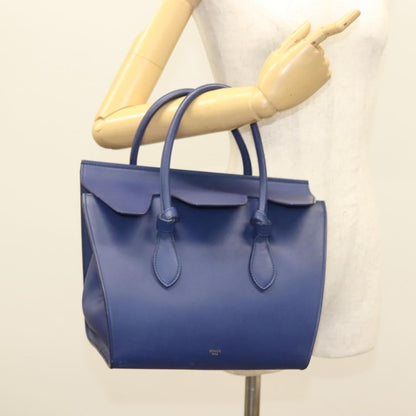 Celine Tie Knot Tote Smooth Leather, NAVY, LEATHER, Handbag