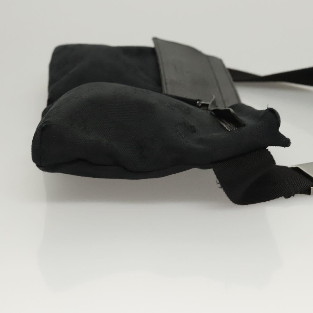 Gucci Vintage Double Belt Bag GG Canvas with Leather, BLACK, CANVAS, Shoulder bag