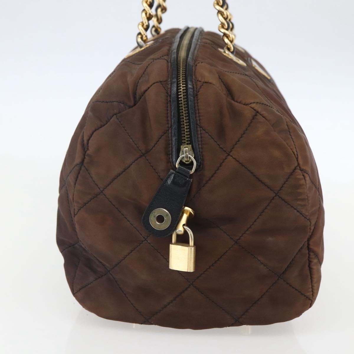 Prada Vintage Chain Handbag Tessuto, BROWN, NYLON, Handbag