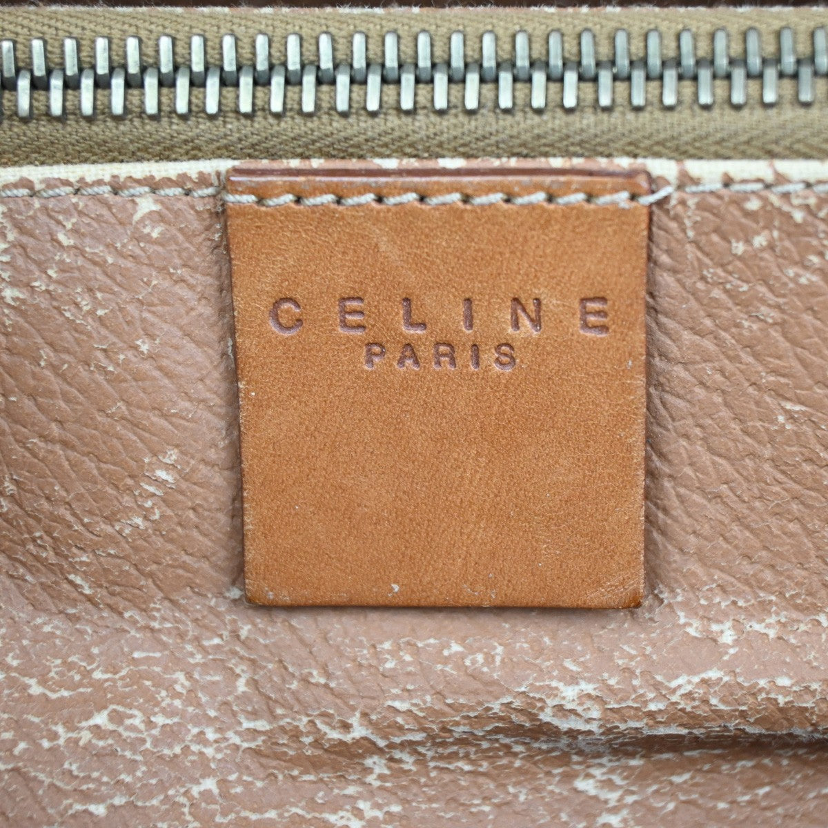 Celine Vintage Macadam Handbag Leather, BROWN, PVC, Handbag