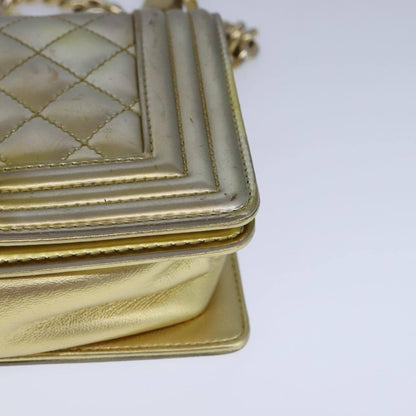 Chanel Boy Flap Bag Quilted Patent, GOLD, PATENT_LEATHER, Shoulder bag
