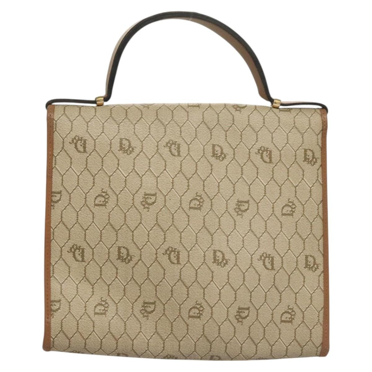 Christian Dior Vintage Honeycomb Handbag Canvas Leather, BEIGE, CANVAS, Handbag