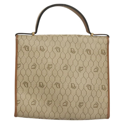 Christian Dior Vintage Honeycomb Handbag Canvas Leather, BEIGE, CANVAS, Handbag