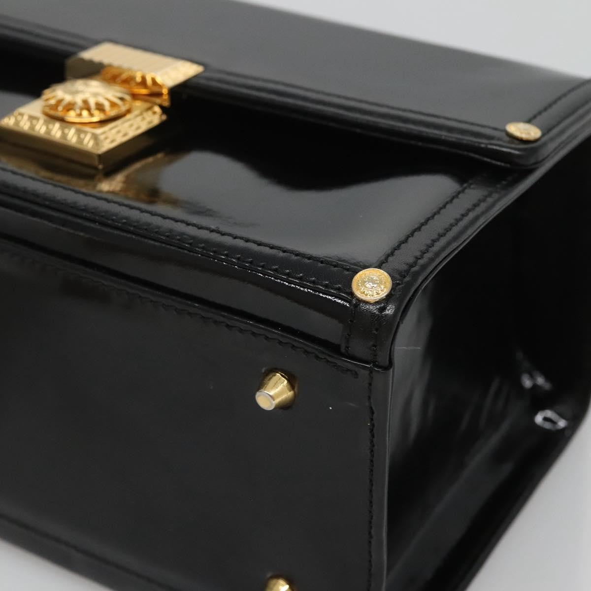 Versace Vintage Box Handle Bag Patent, BLACK, PATENT_LEATHER, Handbag