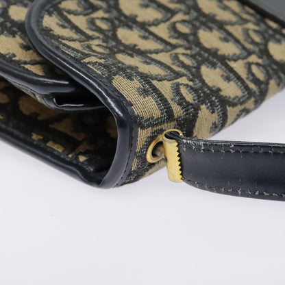 Christian Dior Vintage Flap Crossbody Bag Canvas, NAVY, CANVAS, Shoulder bag
