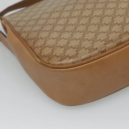 Celine Vintage Macadam Shoulder Bag Canvas and Leather, BEIGE, CANVAS, Shoulder bag