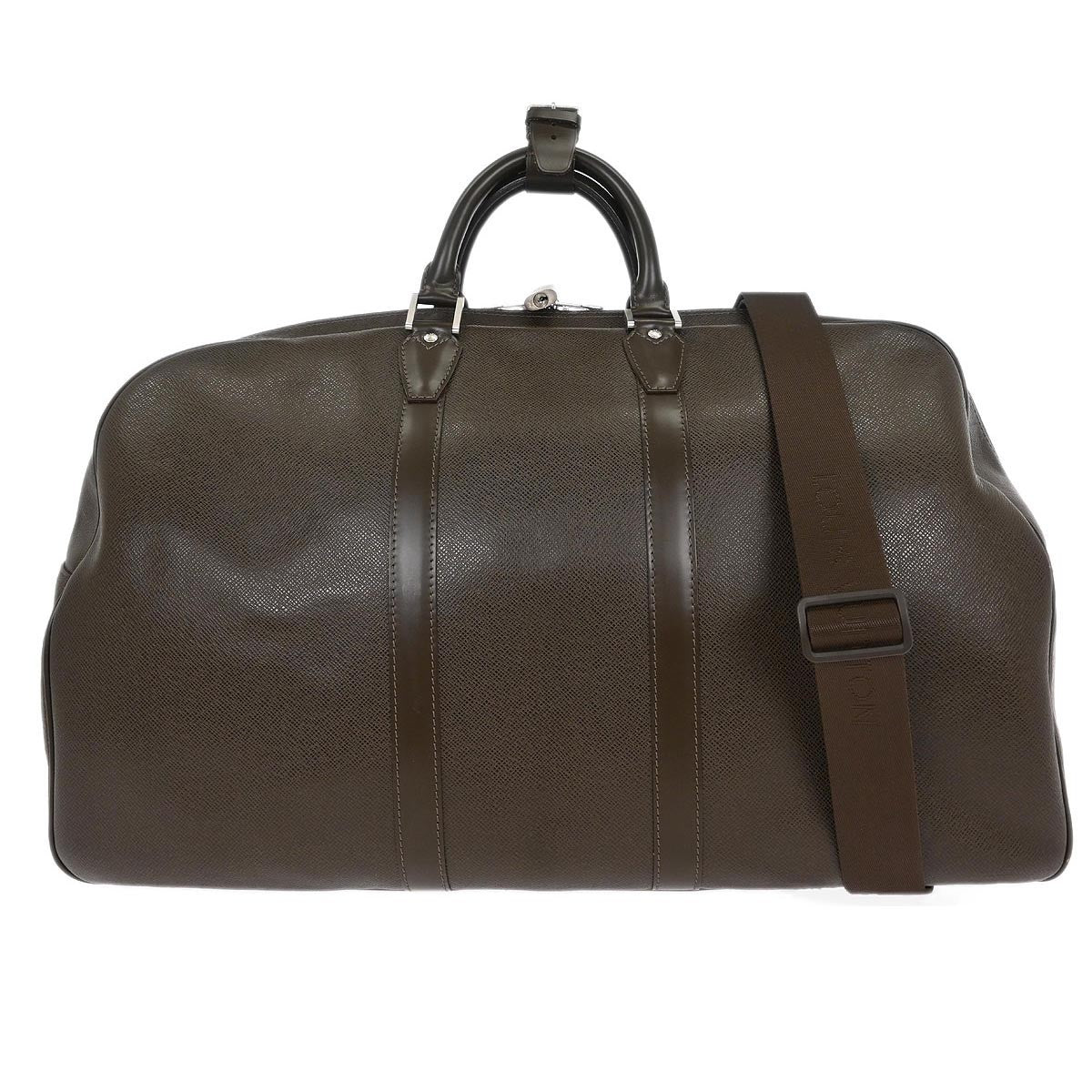 Louis Vuitton Kendall Handbag Taiga Leather, BROWN, LEATHER, Travel bag