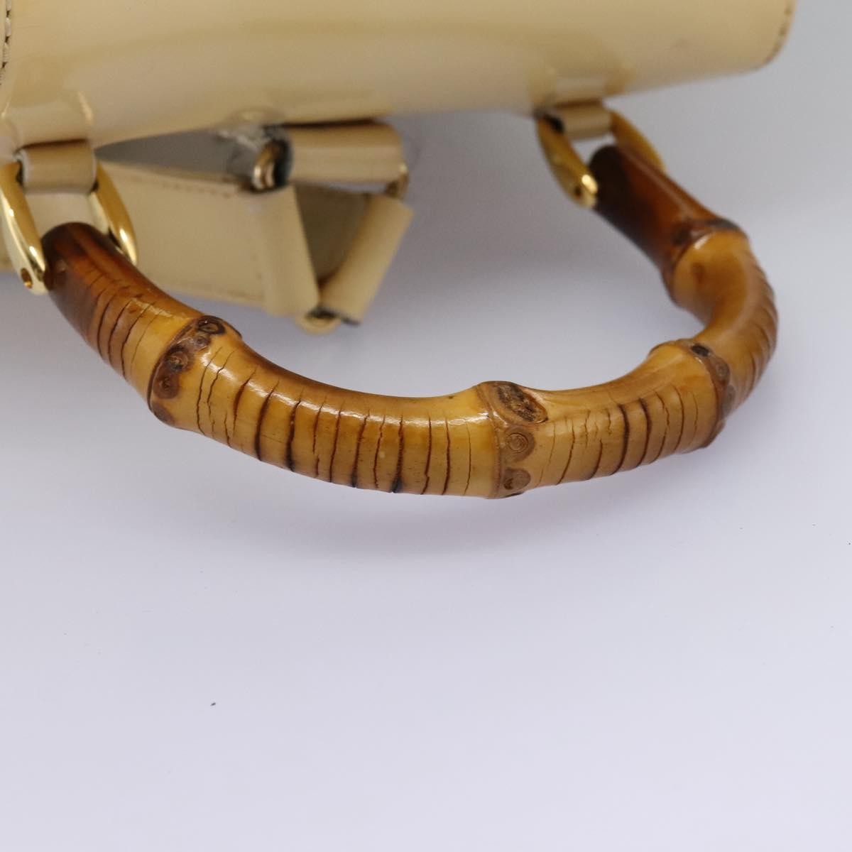 Gucci Vintage Bamboo Backpack Patent, BEIGE, PATENT_LEATHER, Backpack