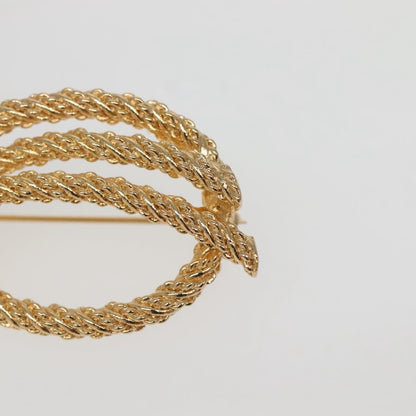 Christian Dior Vintage Logo Bow Safety Pin Brooch Metal, GOLD, METAL, Brooch