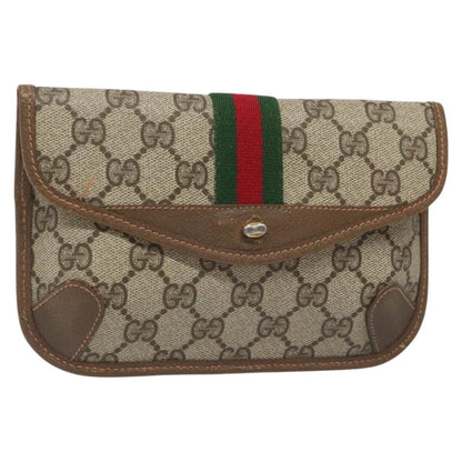Gucci Ophidia Flap Clutch GG Coated Canvas, BEIGE, CANVAS, Clutche & pouche