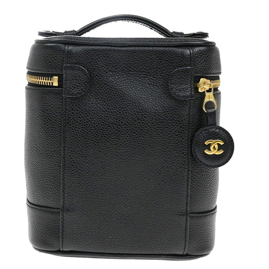 Chanel Vintage Timeless Vanity Case Caviar, BLACK, LEATHER, Handbag
