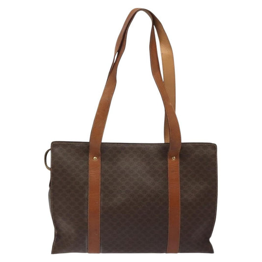 Celine Vintage Macadam Handbag Leather, BROWN, LEATHER, Handbag