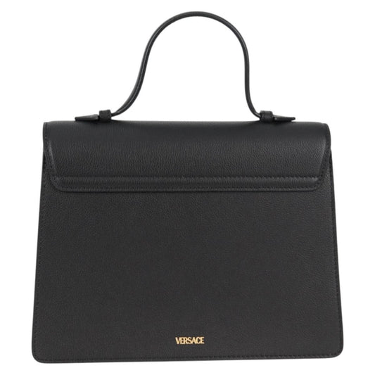 Versace La Medusa Top Handle Bag Leather, BLACK, LEATHER, Handbag