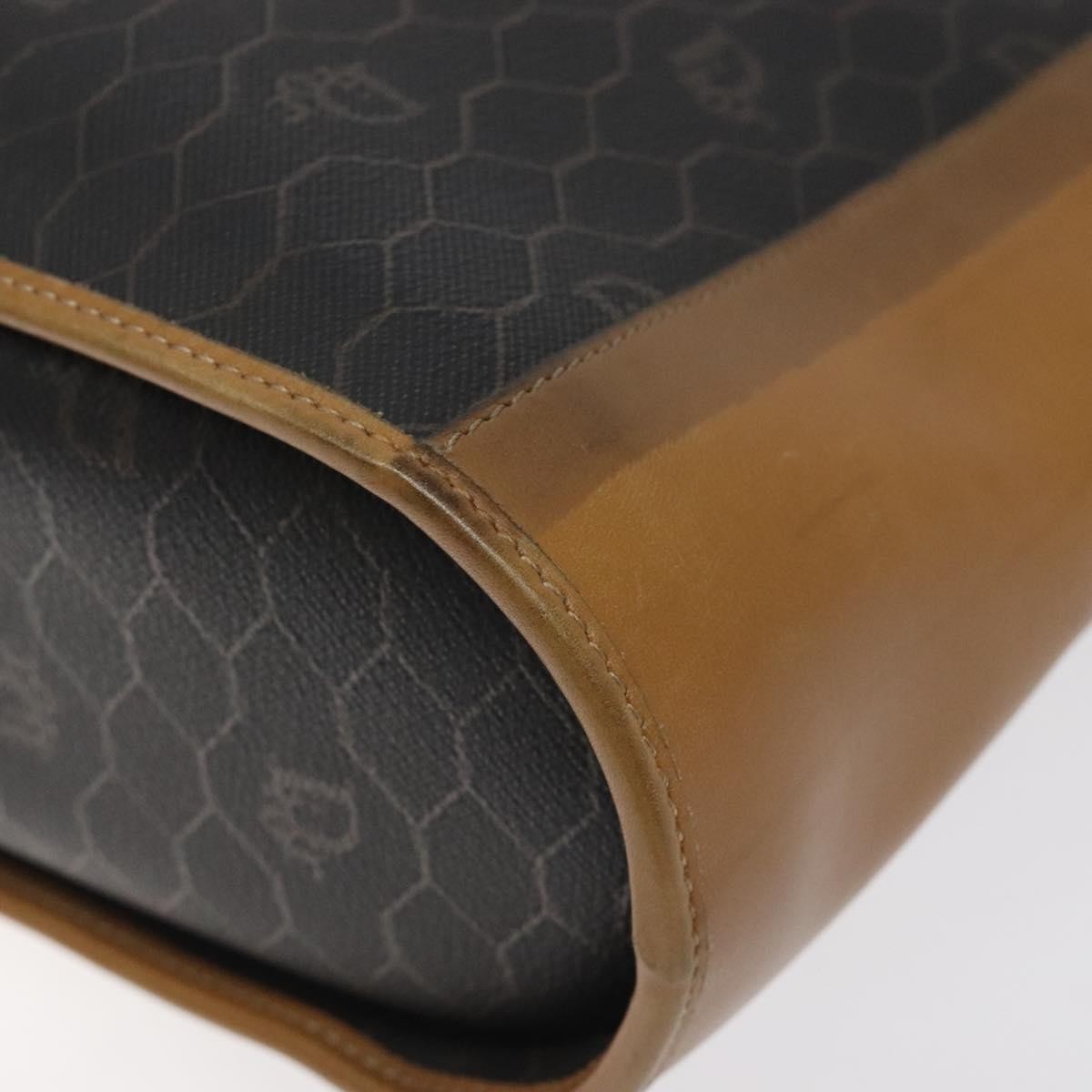 Christian Dior Vintage Honeycomb Flap Crossbody Bag Canvas and Leather, BLACK, CANVAS, Crossbody bag