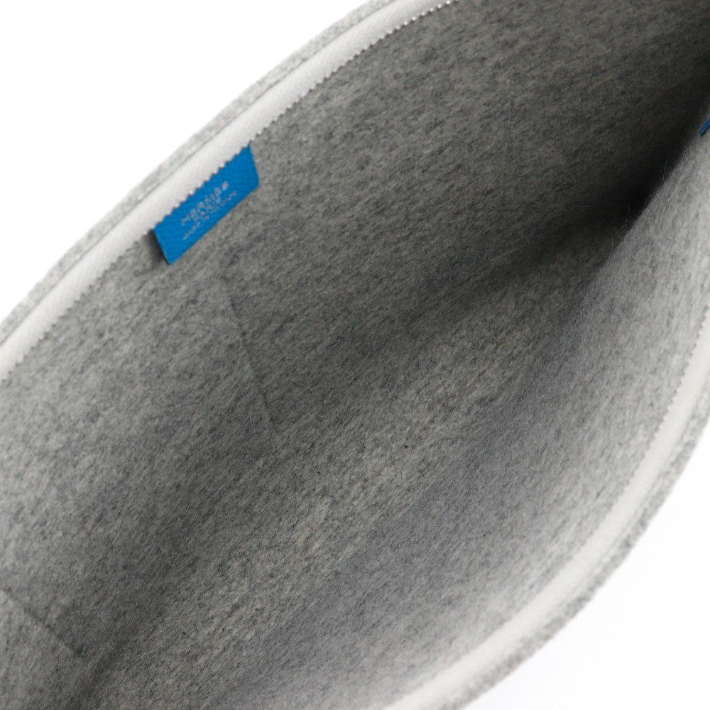 Hermes Toodoo Pouch Epsom and Wool, BLUE, WOOL, Clutche & pouche