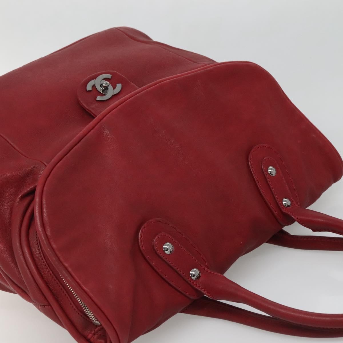 Chanel Vintage CC Turnlock Satchel Leather, RED, LEATHER, Travel bag