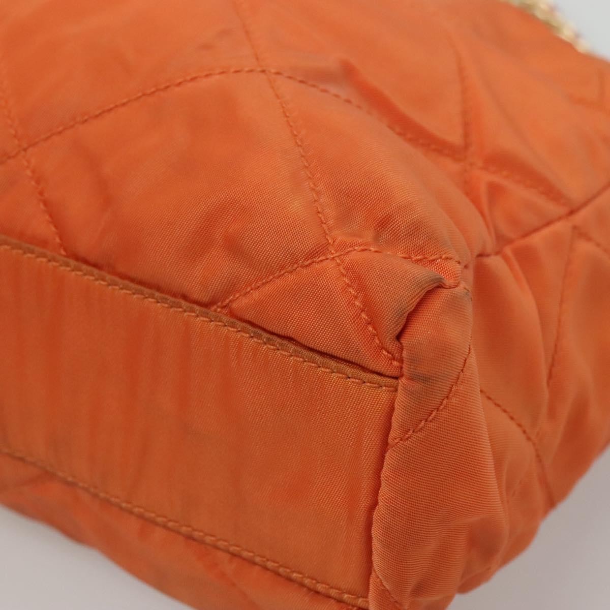 Prada Chain Shoulder Bag Quilted Tessuto, ORANGE, NYLON, Shoulder bag