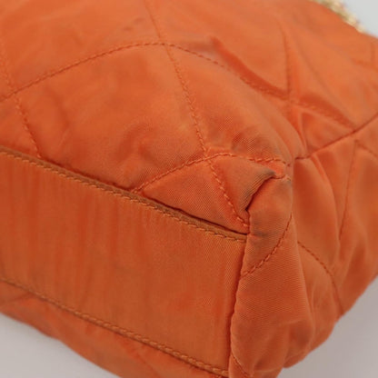 Prada Chain Shoulder Bag Quilted Tessuto, ORANGE, NYLON, Shoulder bag