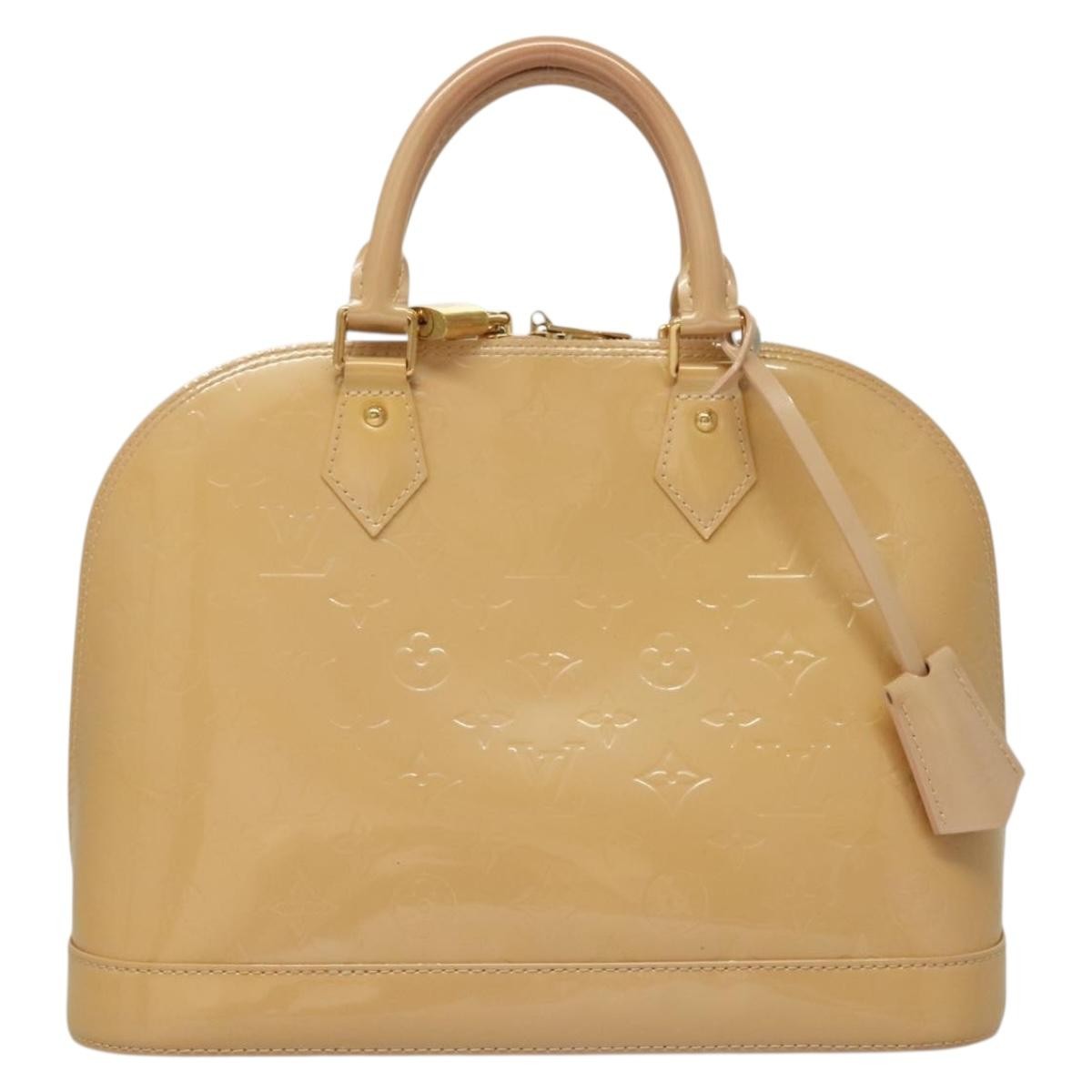 Louis Vuitton Alma Handbag Monogram Vernis, BEIGE, PATENT_LEATHER, Handbag