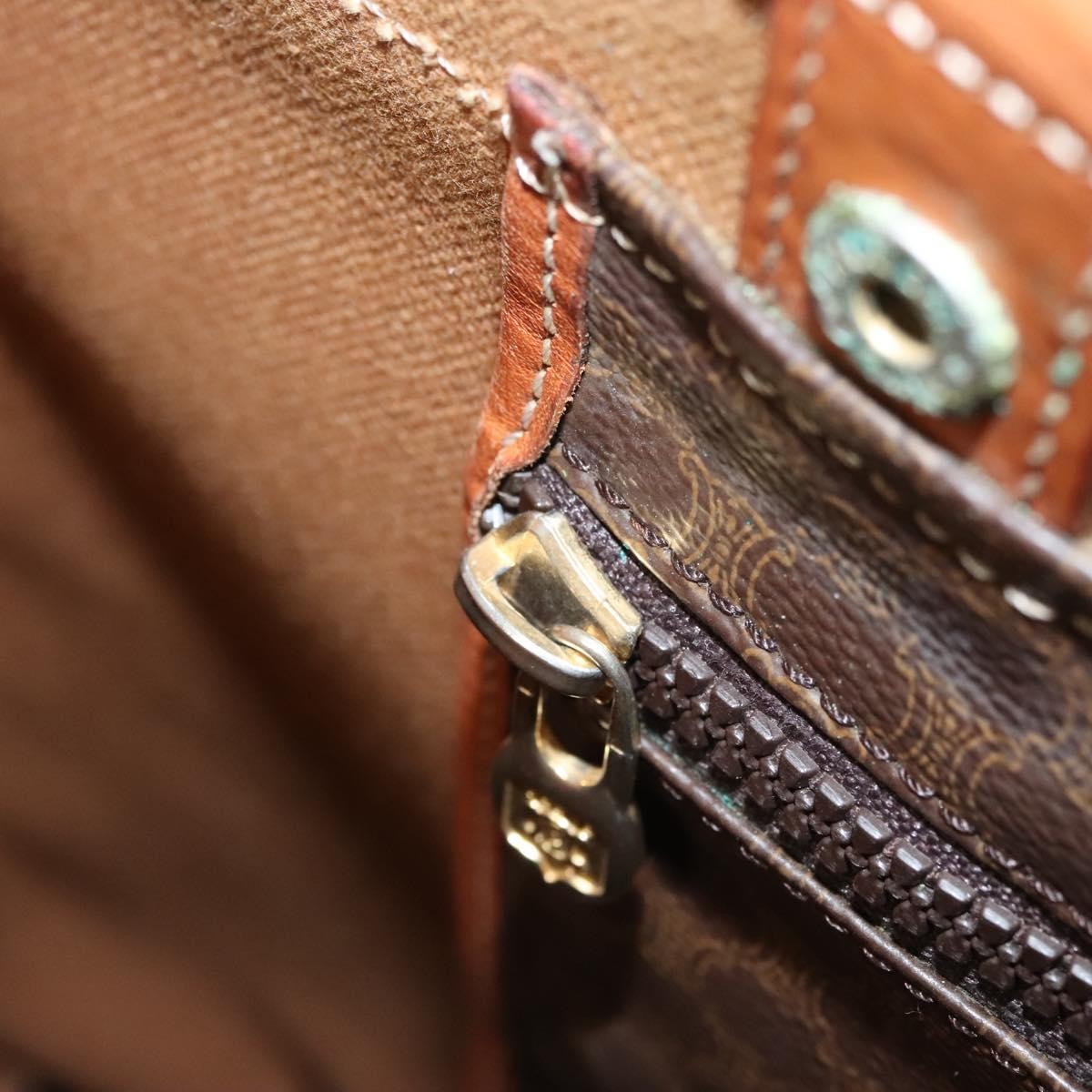 Celine Vintage Macadam Handbag Leather, BROWN, LEATHER, Handbag