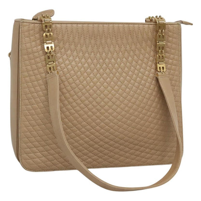 Bally Vintage Chain Shoulder Bag Quilted Leather, BEIGE, LEATHER, Shoulder bag