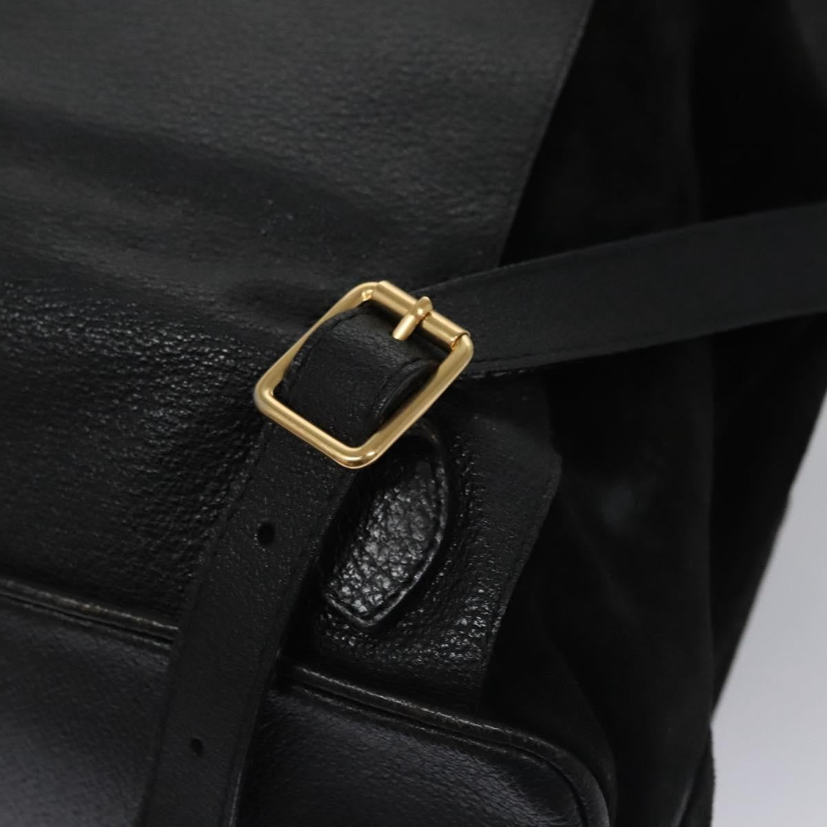 Gucci Vintage Bamboo Backpack Leather, BLACK, SUEDE, Backpack