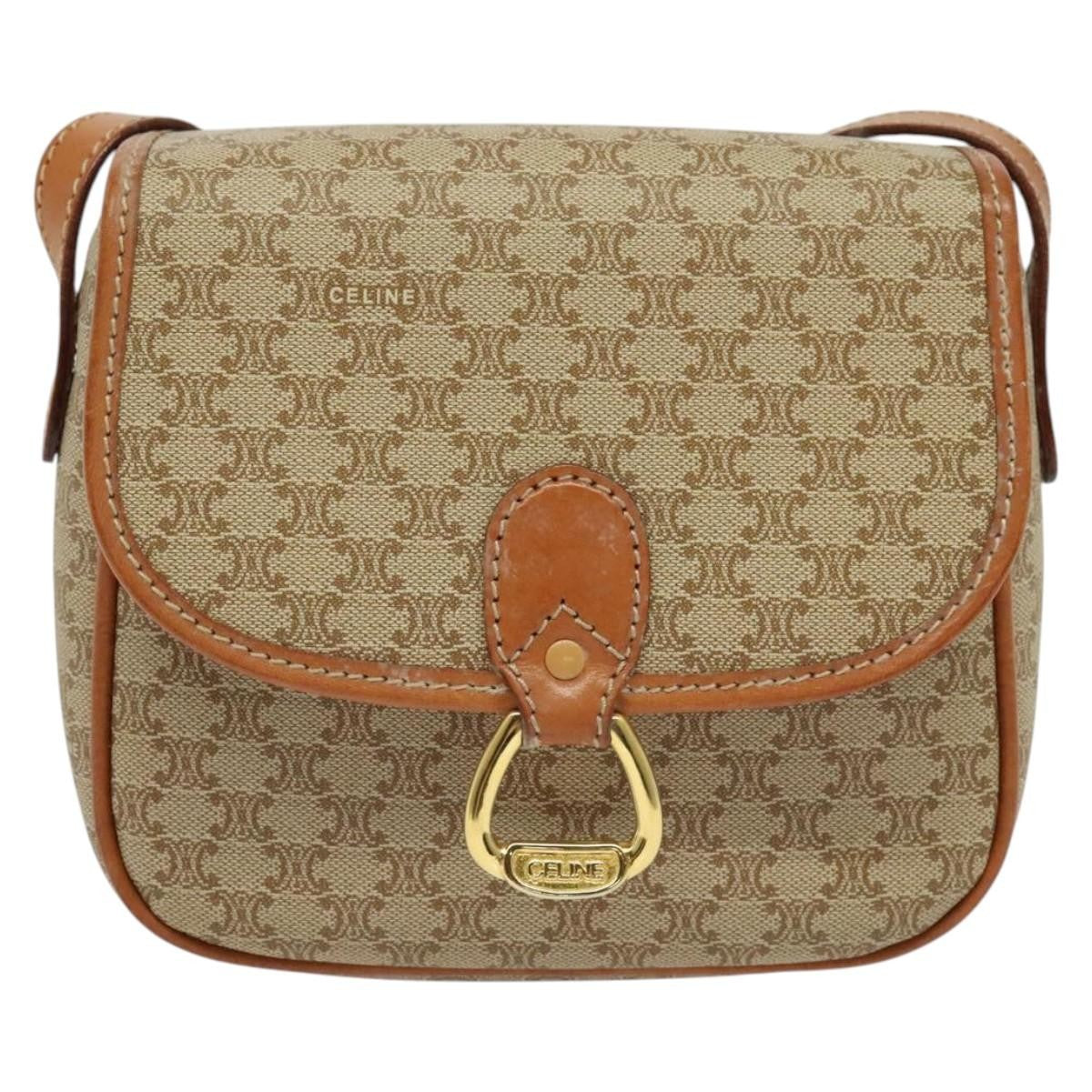 Celine Vintage Macadam Shoulder Bag Canvas, BEIGE, CANVAS, Shoulder bag