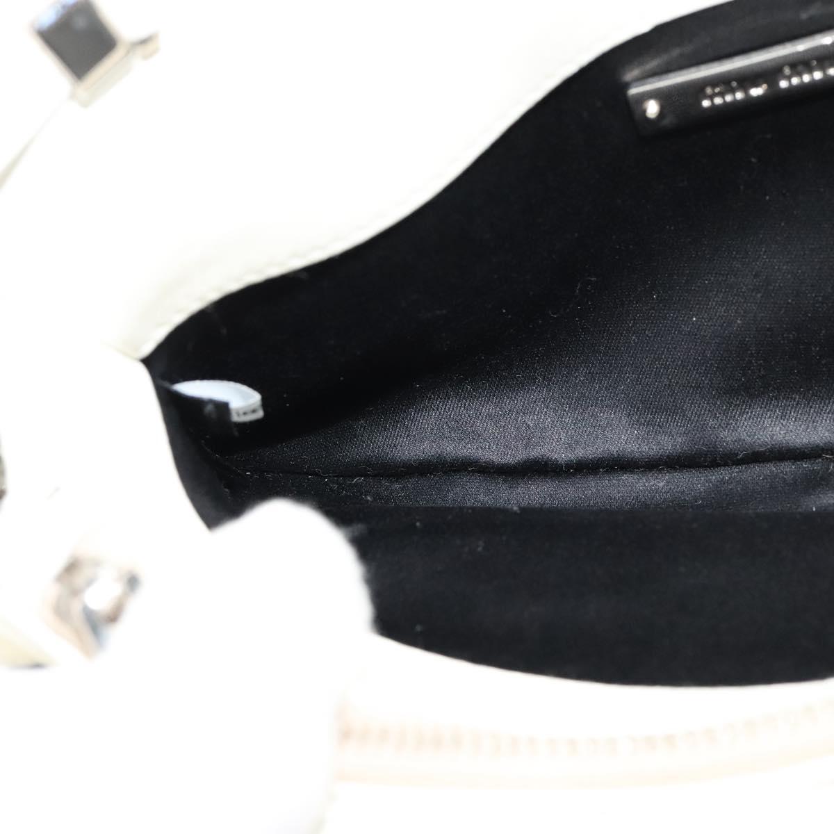 Miu Miu Crystal 2way Pouch Matelasse Leather, WHITE, LEATHER, Shoulder bag
