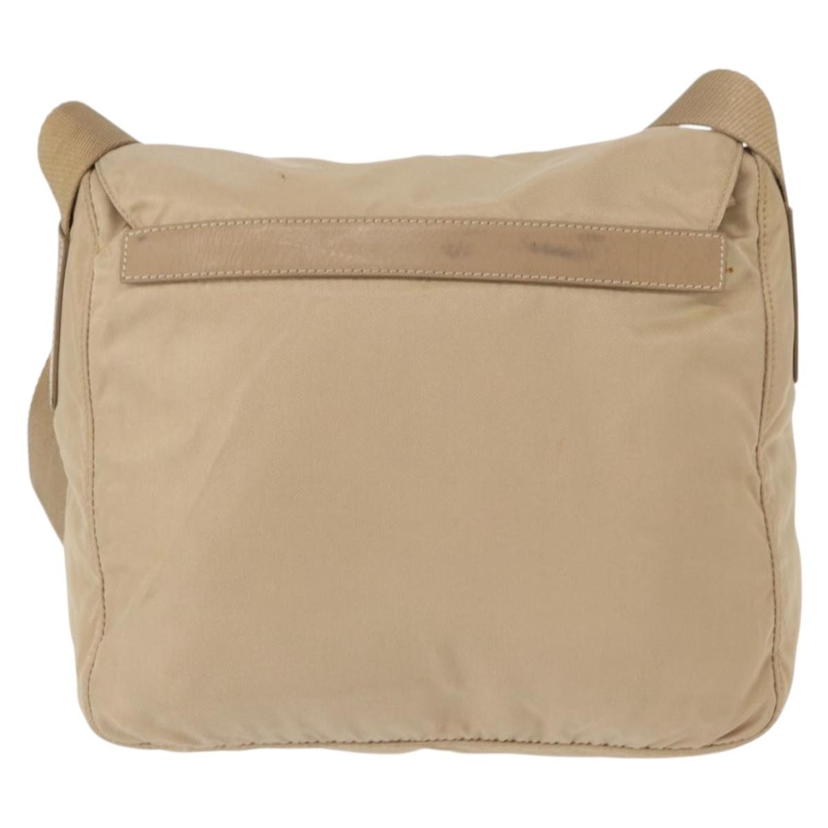 Prada Buckle Messenger Bag Tessuto, BEIGE, NYLON, Shoulder bag