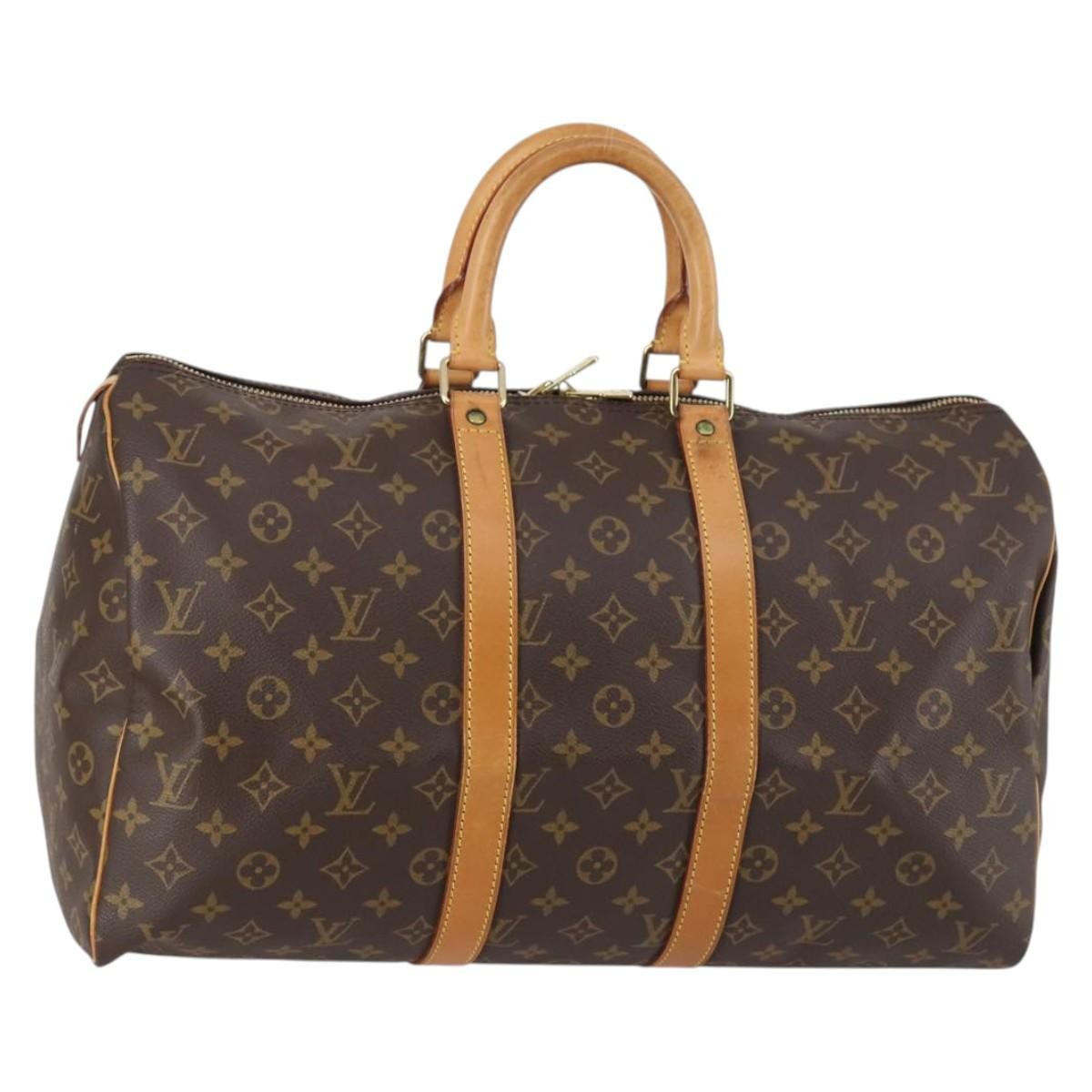 Louis Vuitton Keepall Bag Monogram Canvas, BROWN, CANVAS, Travel bag