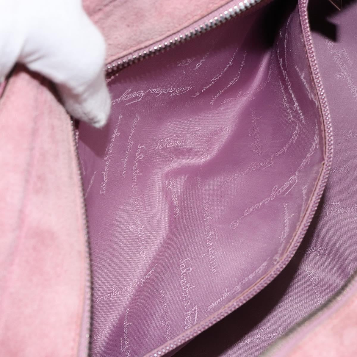 Salvatore Ferragamo Gancini handbag Suede, PINK, SUEDE, Handbag